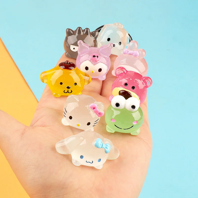 Luminous Cartoon Mini Resin 3D Kawaii Animals Figures Miniature Accessories Flatback Craft Material Embellishments Diy Materials