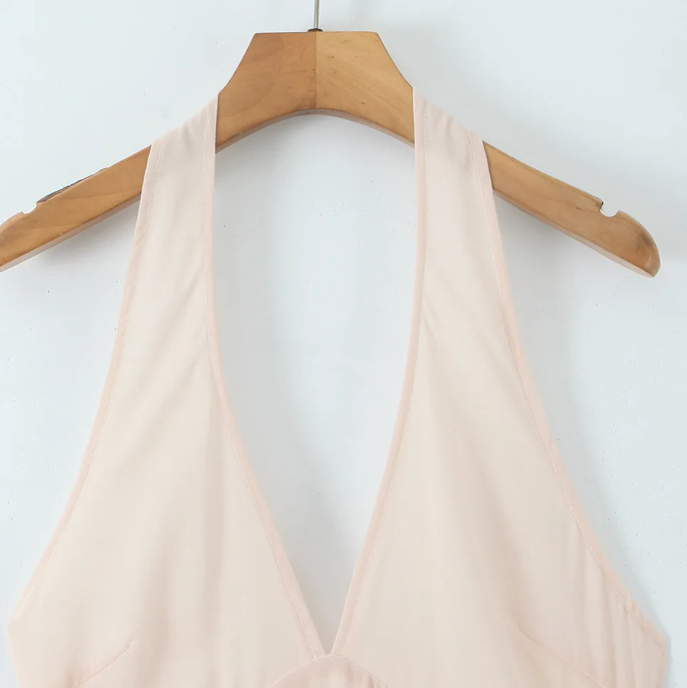 เดรสยาวปานกลางทรงเข้ารูป คอวีผูกคอแบบหวาน สไตล์วินเทจฝรั่งเศส สำหรับงานปาร์ตี้ ปี 2025