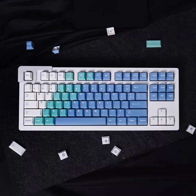 GMK Yeeti Blue White Gradient Keycap Factory Height, PBT Material, Thermal Sublimation Suitable For 61/64/68/75/84/87/96/98/100