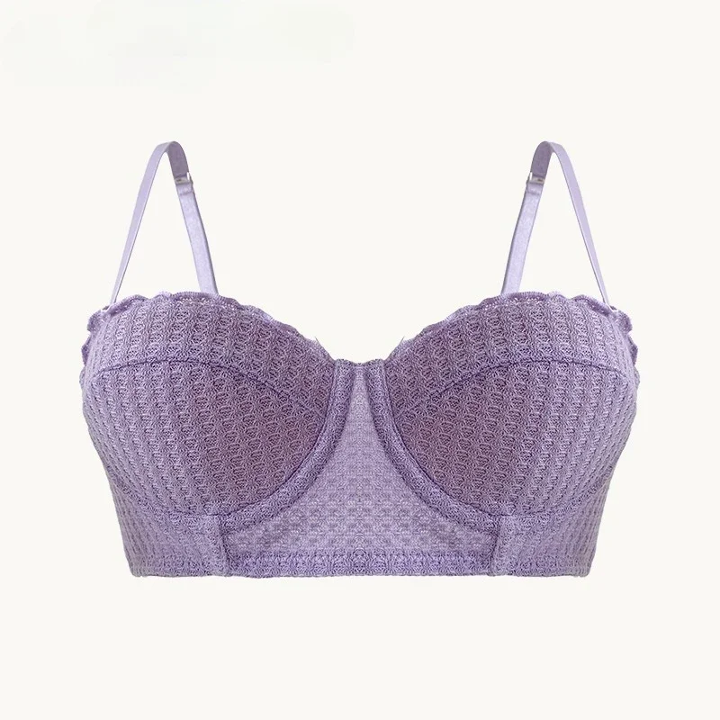 Conjunto de lencería francesa Sexy, sujetador reductor japonés, media Copa, inalámbrico para busto grande, soporte antiflacidez, S-XL Copa AB, Canadá MOYISU