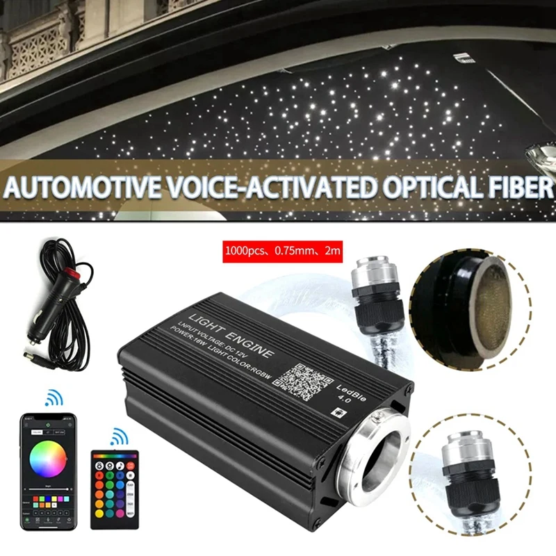 1000Pcs Fiber Optic Car Home Headliner Star Light Kit Roof Ceiling Lights Remote