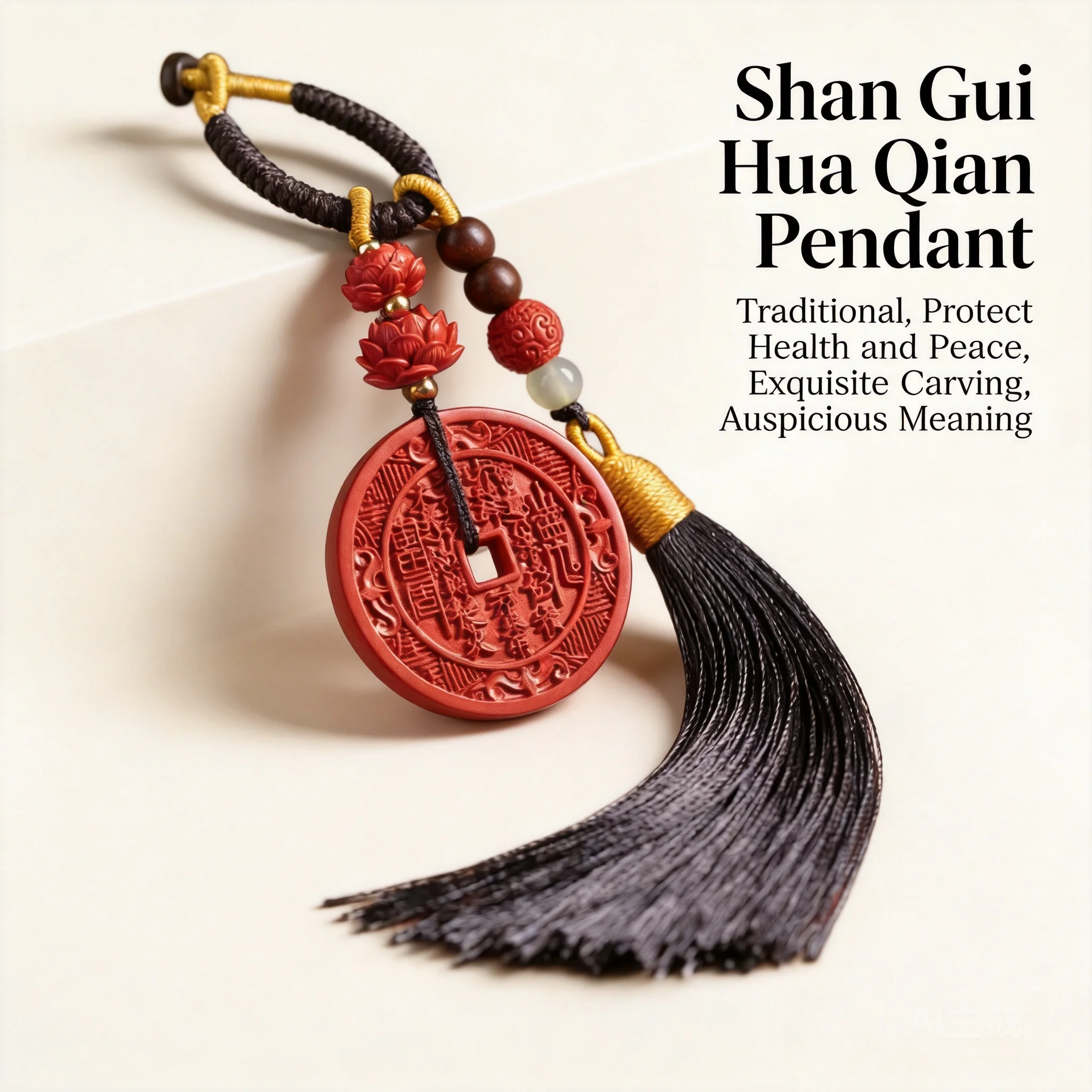 Traditional Chinese Style Red Cinnabar Mountain Ghost Spending Coin Tassel Keychain Lucky Blessing Fortune Attracting Pendant