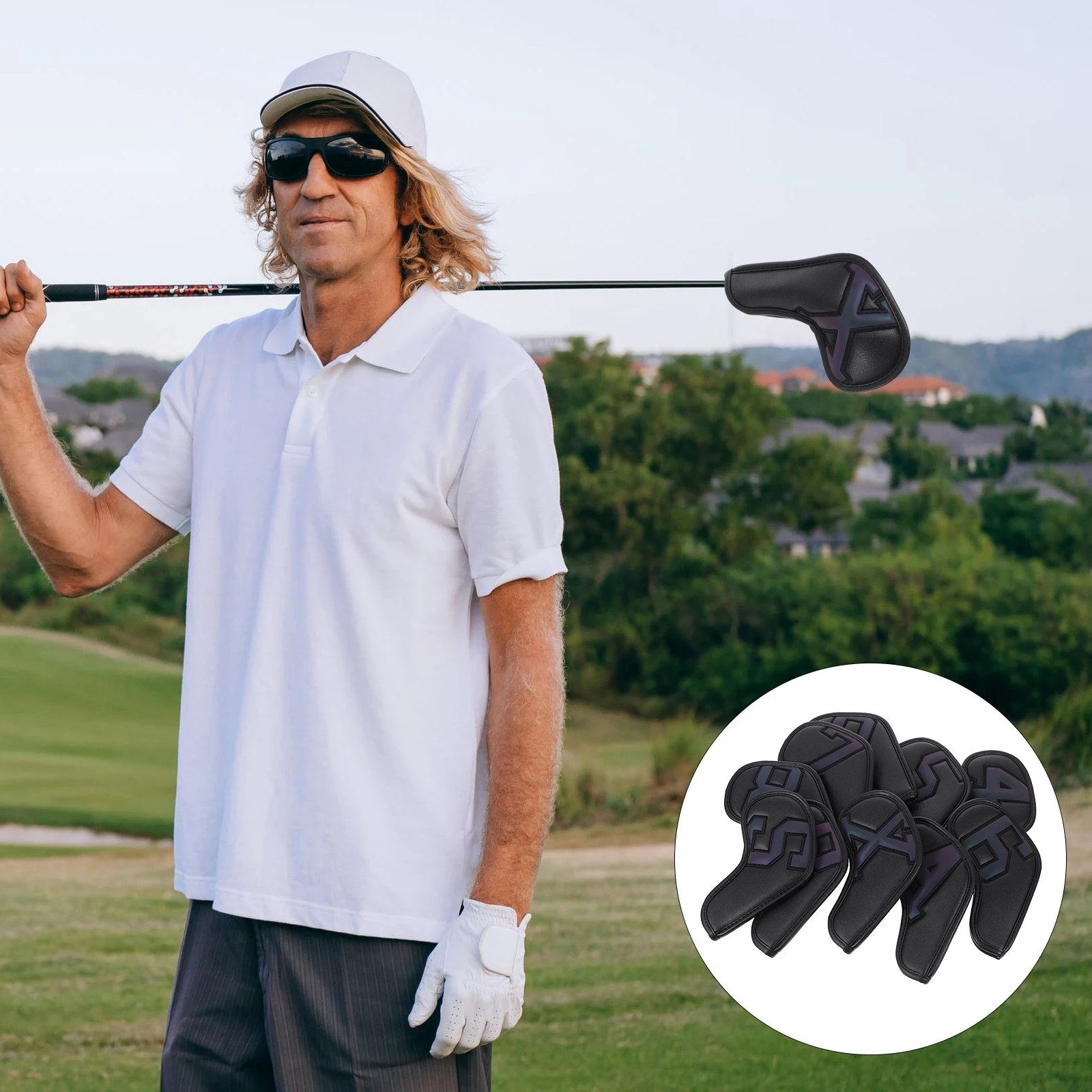 

10pcs Golf Iron Covers Club Head Sleeves Golfs Protector PU Material Wear Resistant Accessories Golfs Supplies