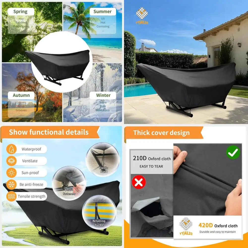 

Водонепроницаемый чехол для уличного гамака, 13-14 футов, эластичные веревки, регулируемая пряжка, молния, ткань Оксфорд 420D для сада, патио, Bea