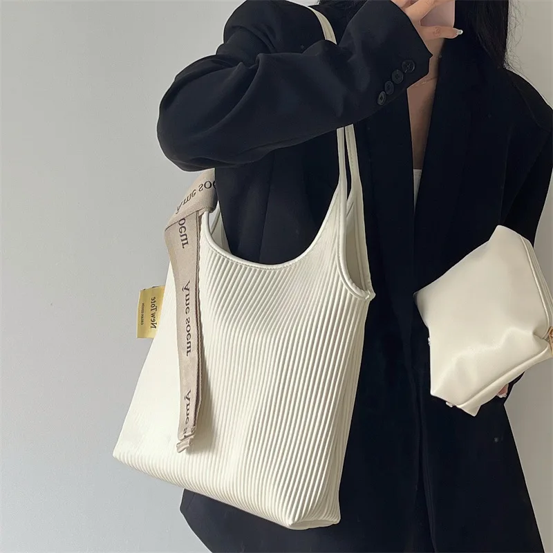 

Simple Fashion White Work Office Tote For Women 2024 Trendy New Shopper Shopping Handbags Shoulder Bag Ladies Vintage Summer
