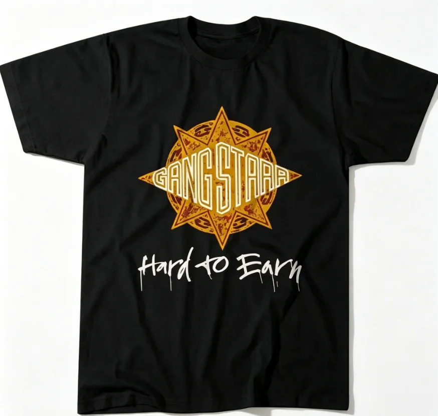 2026 Men's and Women's T-shirt with Retro Hip-Hop Star Ring Pattern Print Short-Sleeved Gender-Neutral T-shirt