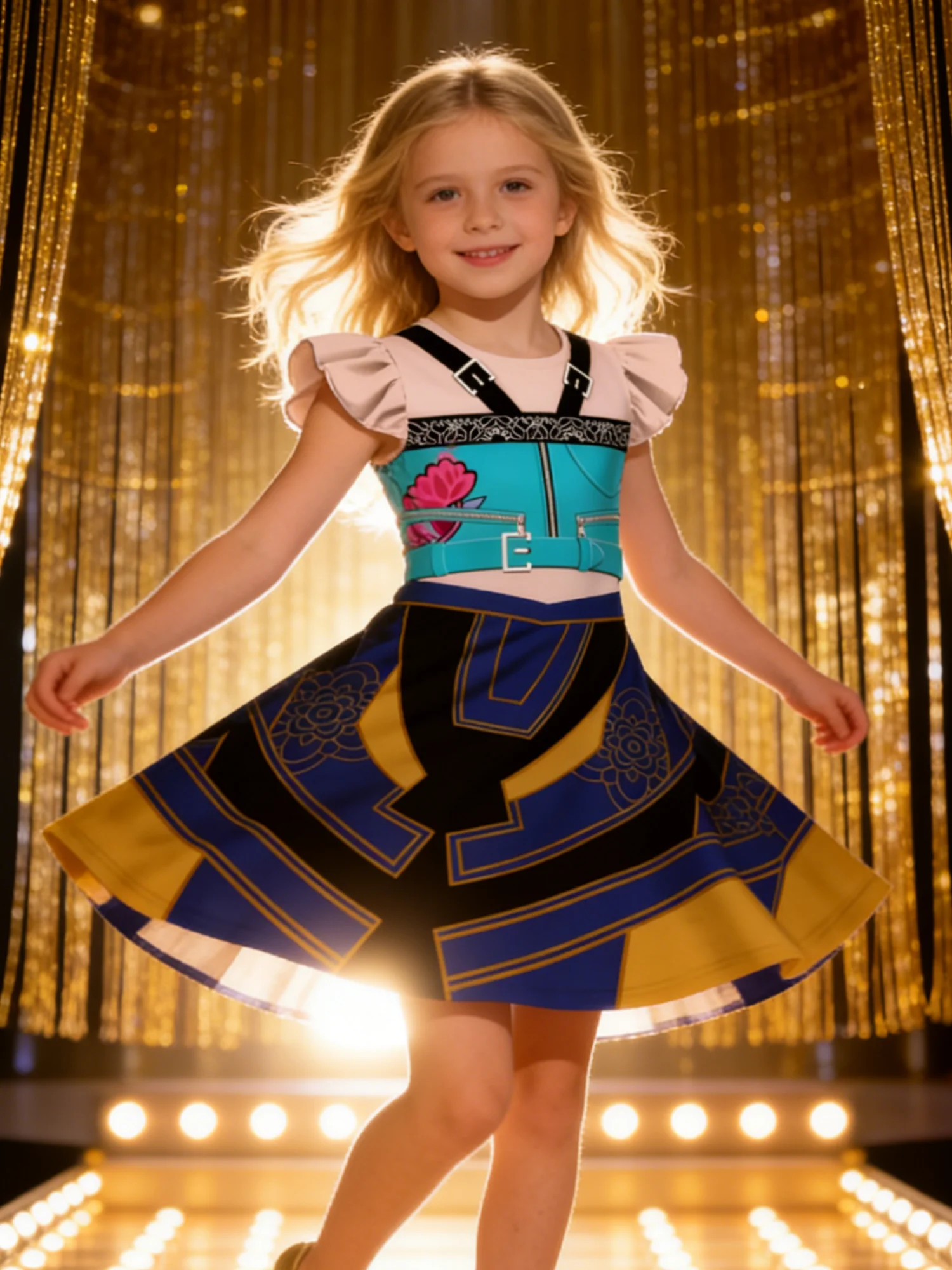 

Popular Movie Hallyu Girl Group Black And White Girl Dress With Sequin Print, Party Role-Playing Costume