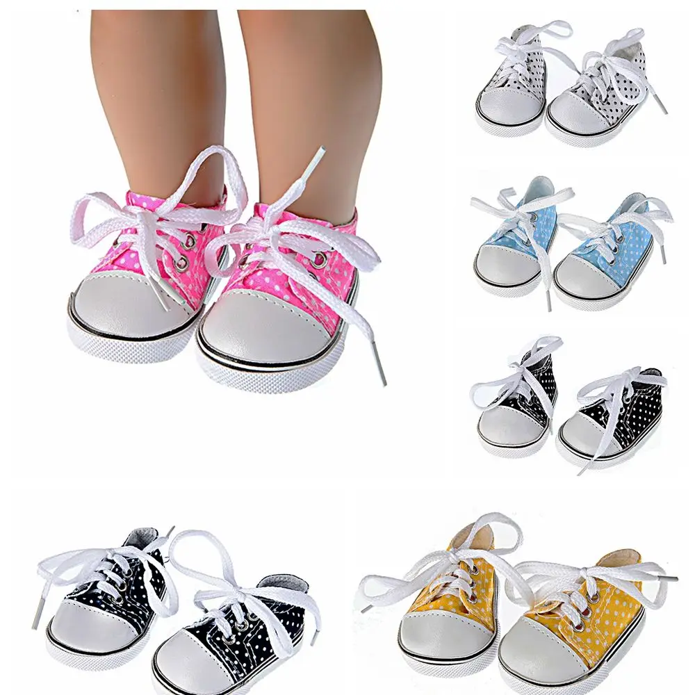 7cm Handmade 18 Inches Doll Toys Wave point Shoes Doll Shoes Doll Accessories Canvas Shoes