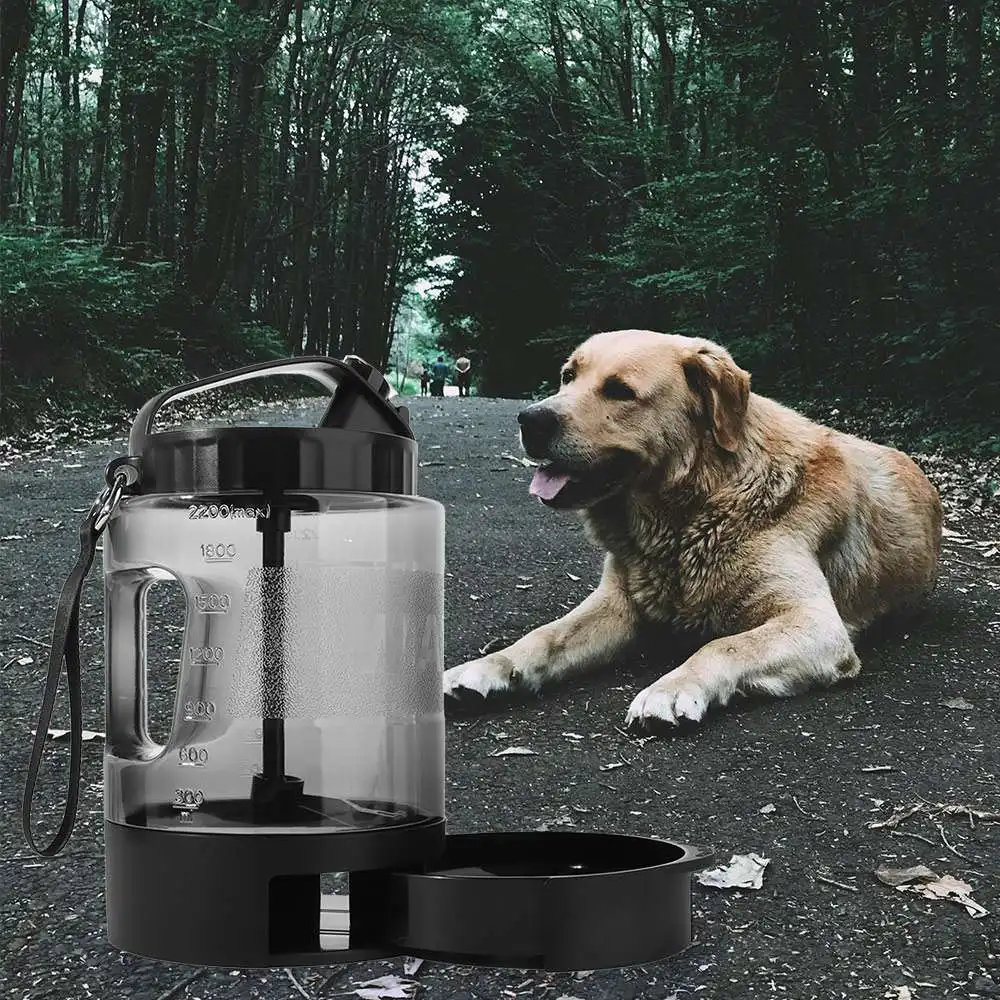 

77oz/2.2L Pet Drink Travel Bowl 2-in-1 Leak Proof Lock Dog Water Bottle Portable Cats Water Feeder Bowls Puppy