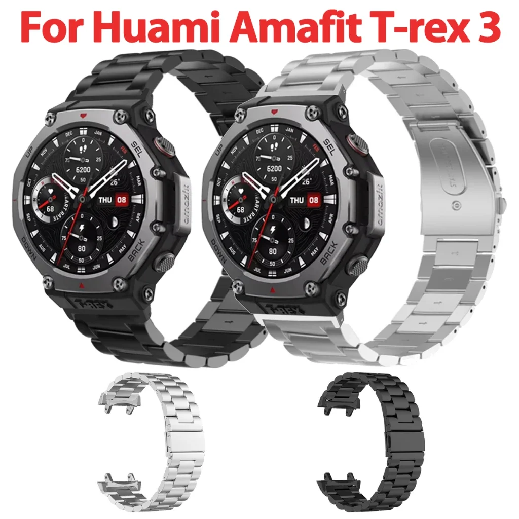 

Для Huami T-Rex 3, быстросъемный ремешок для часов из нержавеющей стали, сменный браслет, металлический браслет, аксессуары