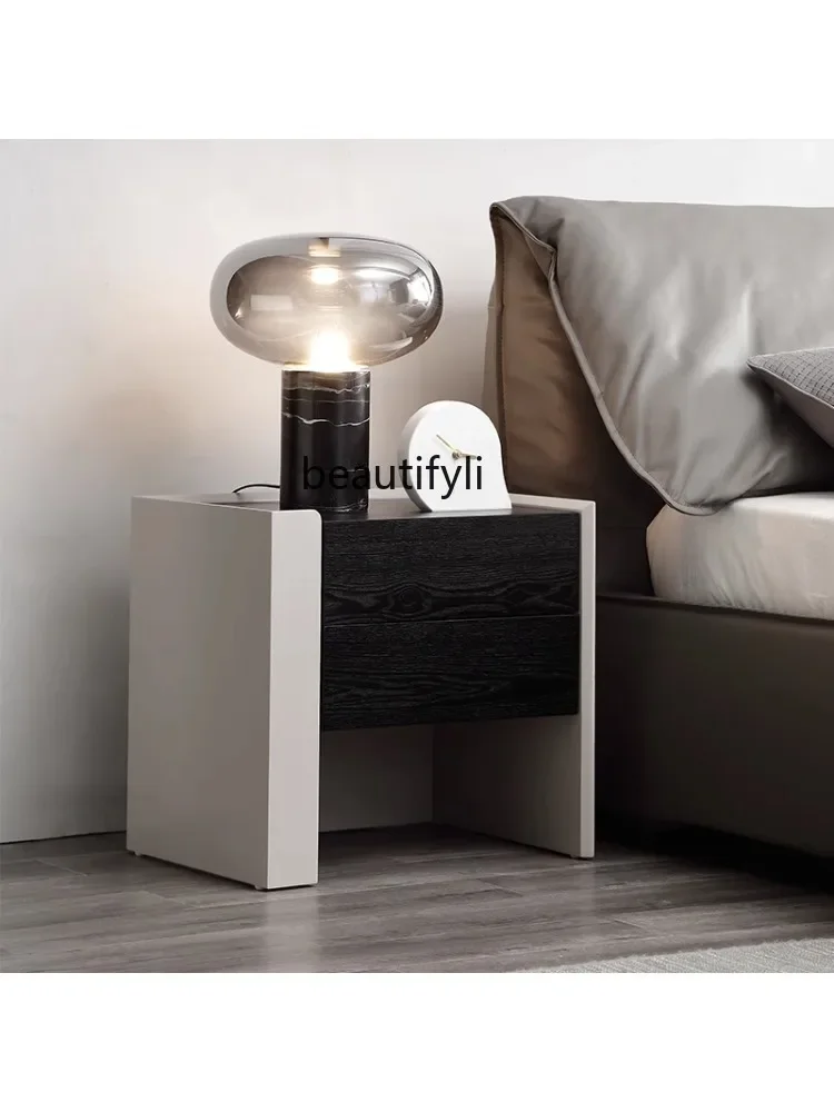 

07Italian Minimalist Light Luxury Bedside Table Modern Minimalist Bedroom Locker Designer Creative Nordic Style Storage Cabinet