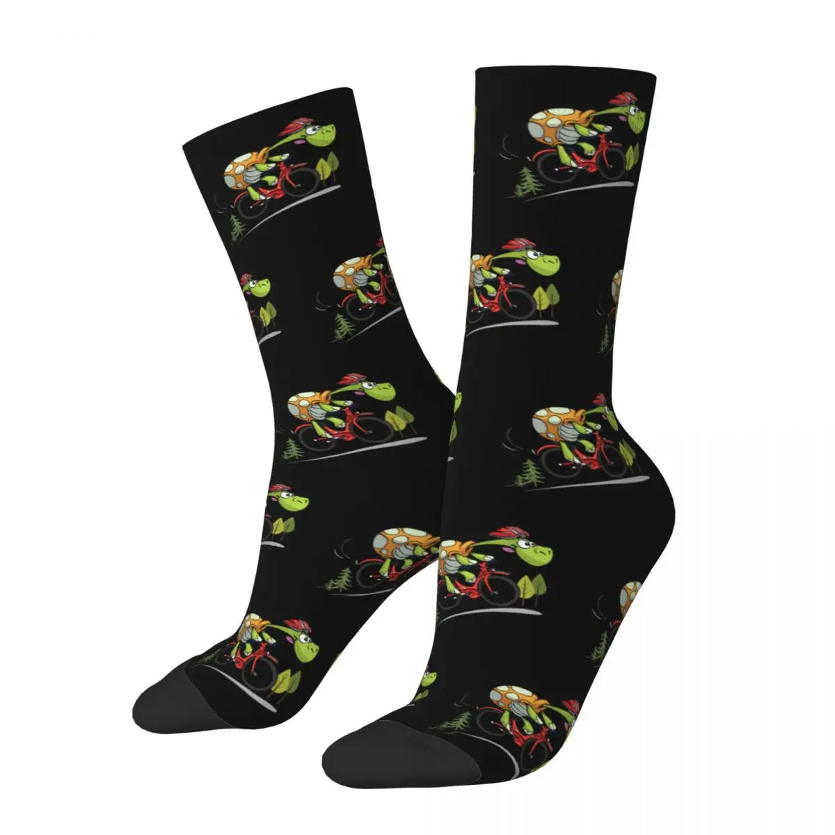 Happy Funny Male Men Socks Casual Cool Turtle On The Bike Sock Bicycle MTB Mountain Sport Women's Stockings Summer Autumn Winter