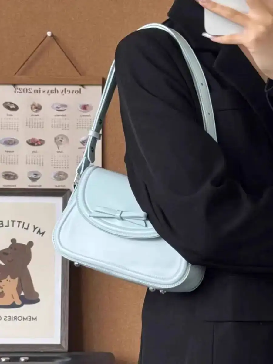 بلوم خمر القوس الأحمر حقيبة يد المرأة تنوعا جلدية شيك تحت الإبط حقائب كتف Y2k السيدات مربع حقيبة ساعي 2025 جديد