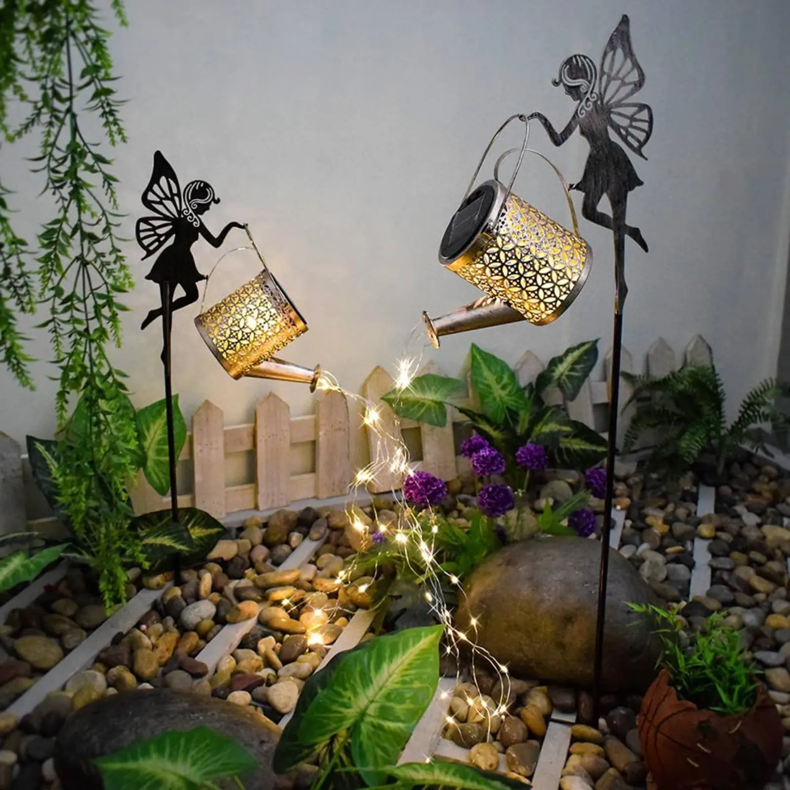 Solar Fairy Watering Can Light Decorative Projection Fairy Watering Can Light Yard Decoration Gift Outdoor Lighting for Patio view 5