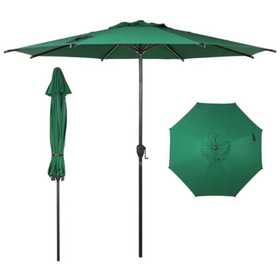 

9FT Lyon Outdoor Patio Umbrella Outdoor Table Umbrella with Push Button Tilt and Crank Market Umbrella 8 Sturdy Ribs UV Protect