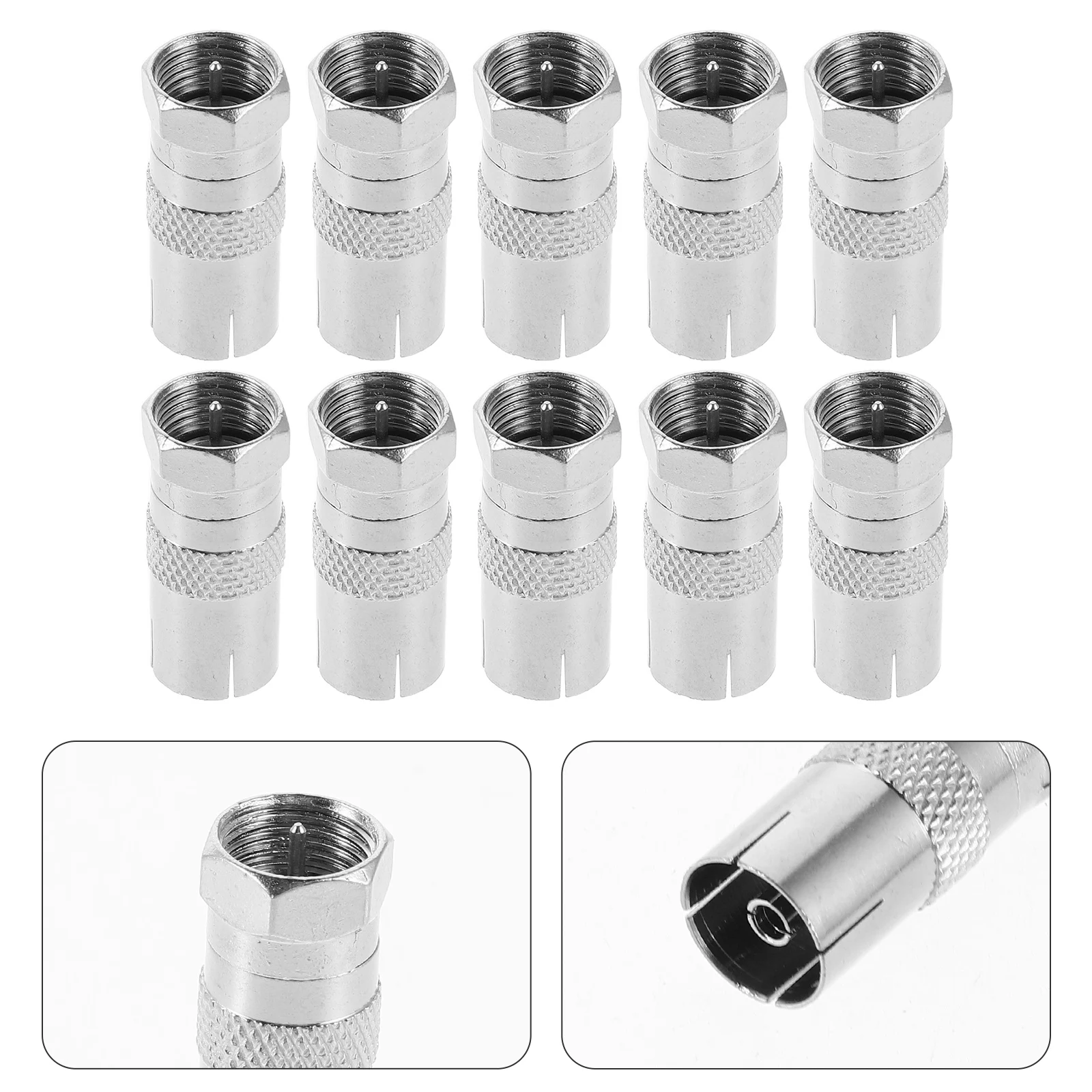 

16pcs F Male To Female Connectors Nickel Plated Zinc Alloy Satellite Cable Adapter Low Signal Loss For Internet