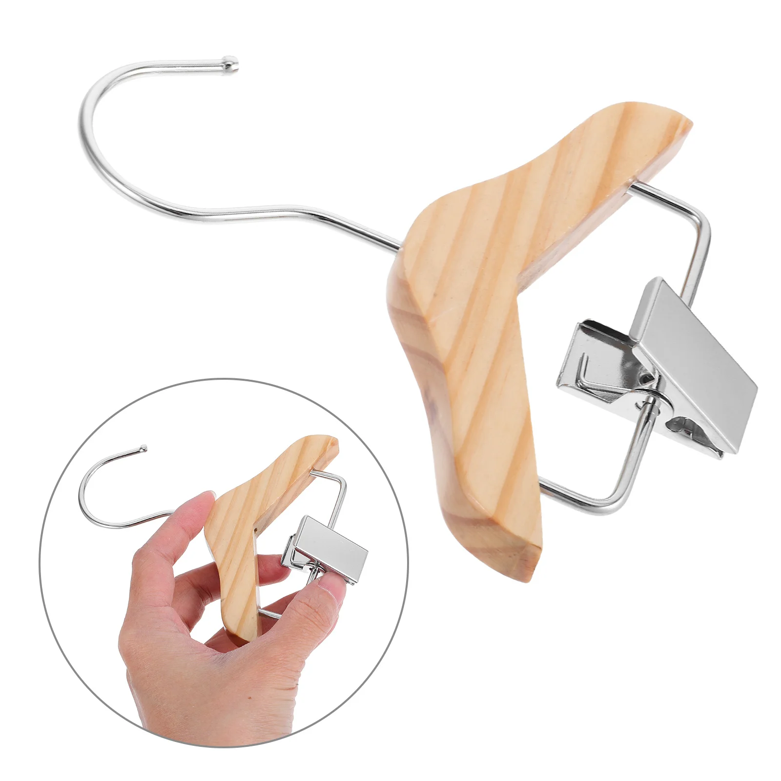 

5Pcs Hangers Solid Wood Mini Clothes Hangers Pants Clip Space-Saving Nursery Closet Organizer Wood Mini Clothes Hanger
