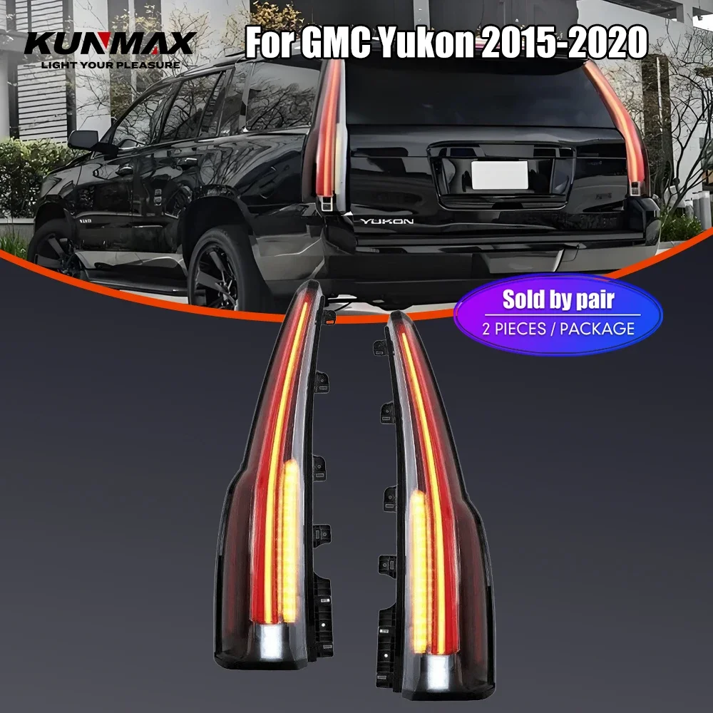 Pair Of LED Tail Lights For GMC Yukon 2015-2020 DRL Reverse Brake Turning Signal Plug And Play Car Rear Tail Light Assembly