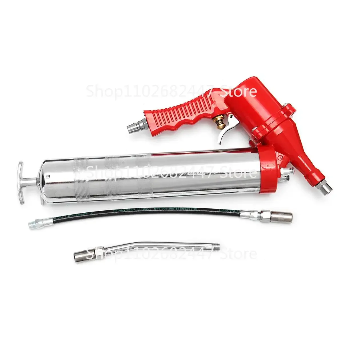 1 Set Car Manual One Hand Grip Air Mini Pneumatic Compressor Pump Grease Tith Pipe Tupe Hose For Gun Red For SUV Truck