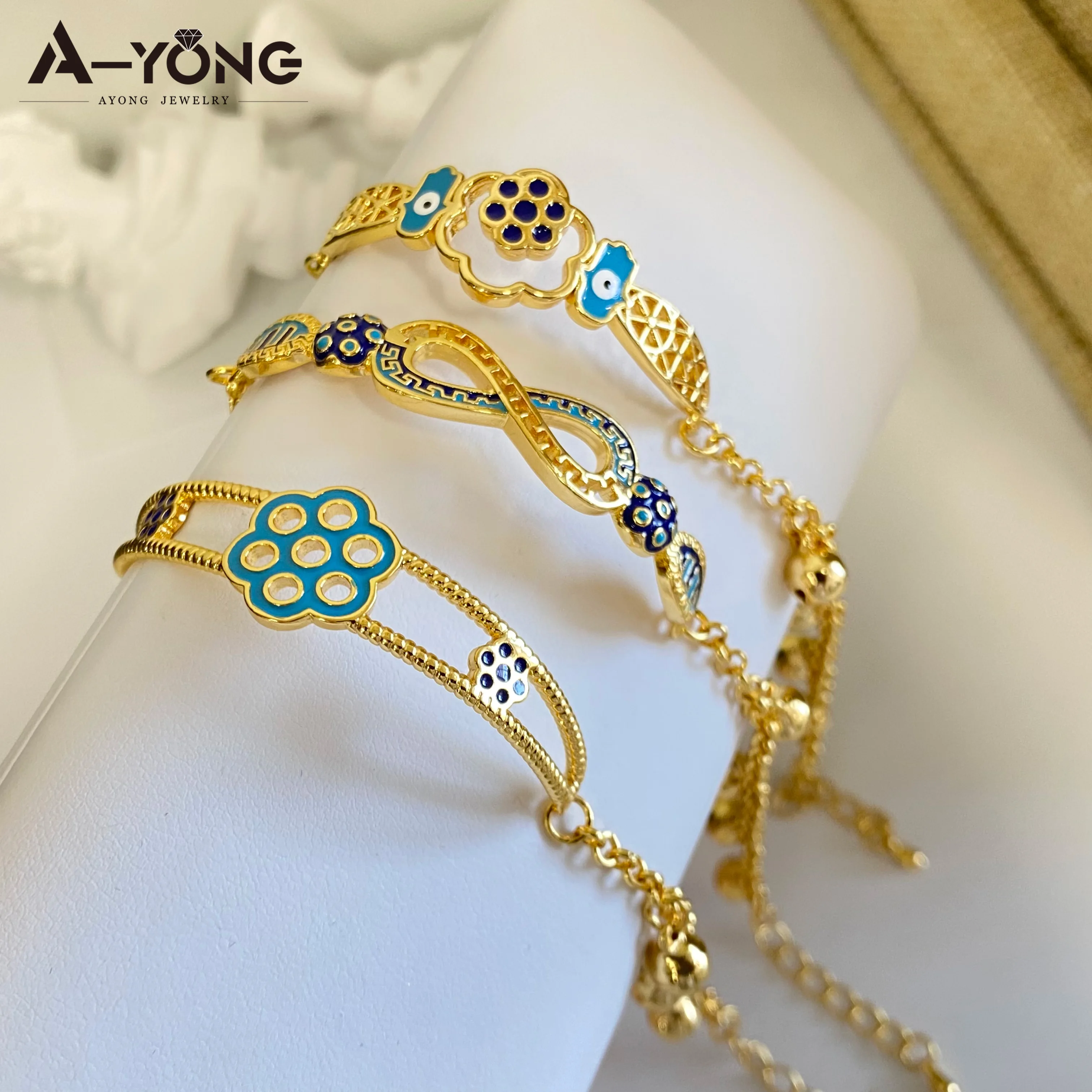 Muslim Gold Color Kids Bracelet 21k Gold Plated Fashion Cute Copper Child\'s Bangles Dubai Luxury Children Jewelry Gift