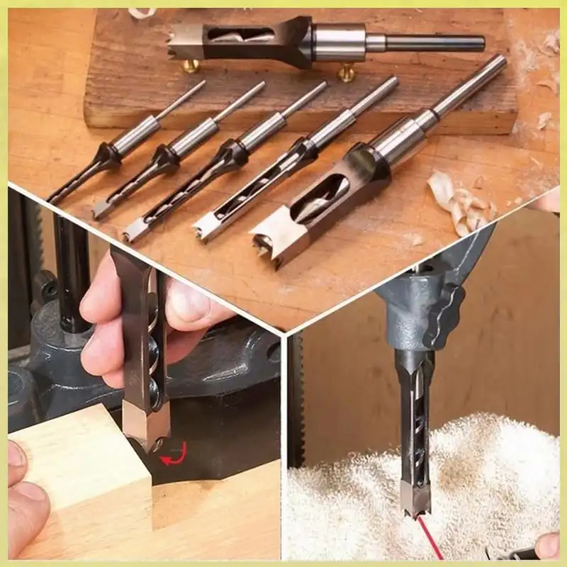 

Hollow Chisel Mortise Drill Tool HSS Twist Drill Bits Square Auger Mortising Chisel Drill Set Square Hole Woodworking Drill Tool