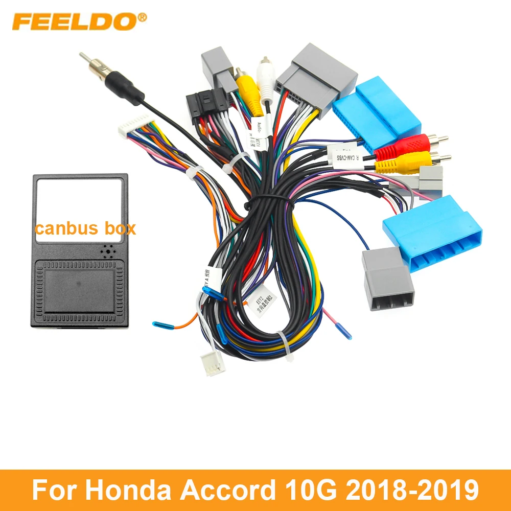 

FEELDO Car 16pin Power Cord Wiring Harness Adapter With Canbus For Honda Accord 10G (18-19) Installation Head Unit