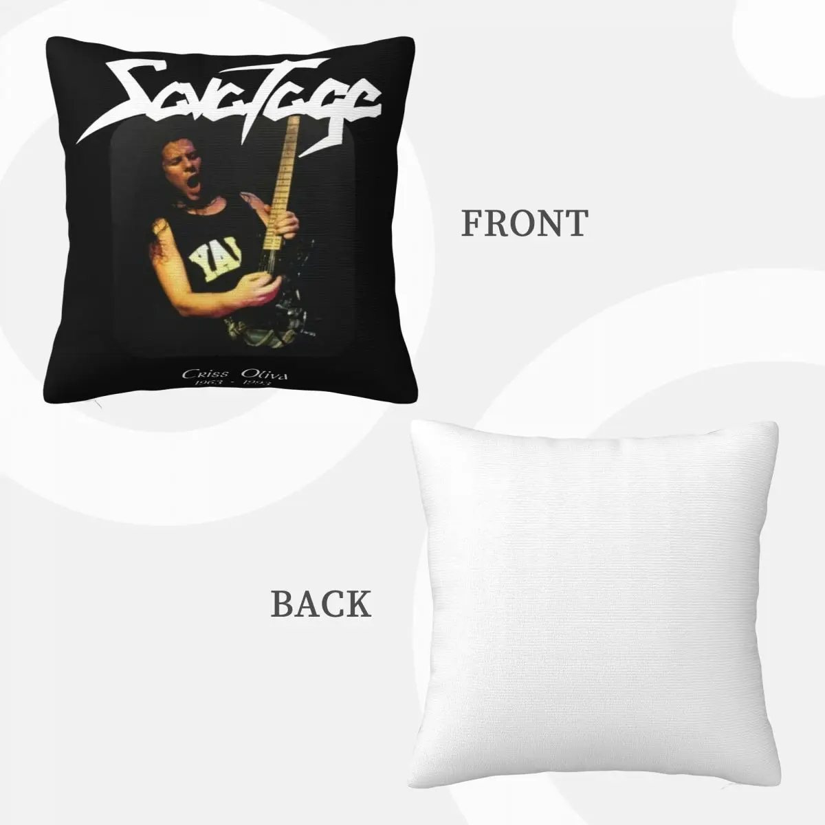 Savatage Criss Oliva 1963 1993 The Guitarist Regular Size Grose S 2Xl Slogan Pillow Case image 3