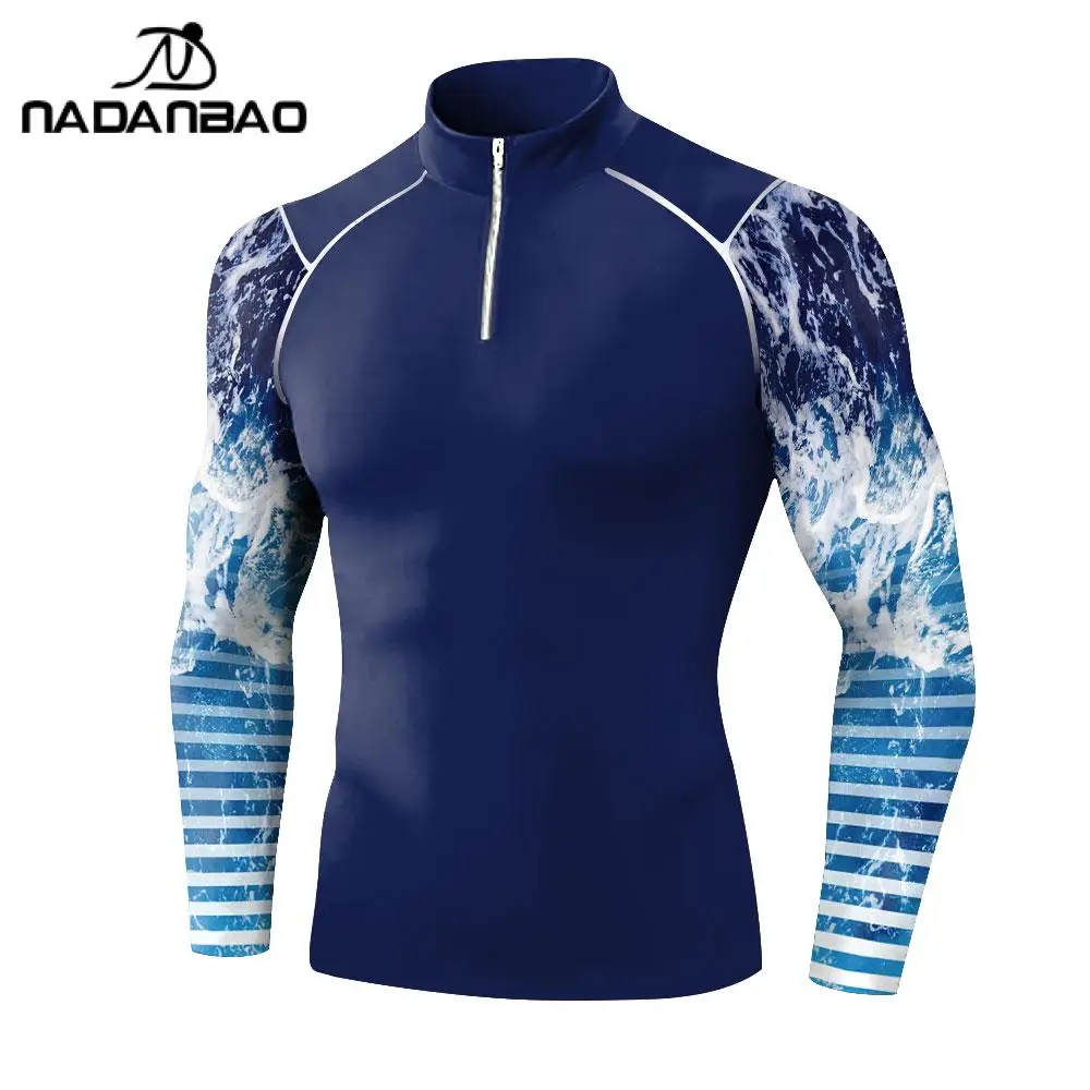 Nadanbao Men Swim Surfing T-shirt Long Sleeves Outdoor Sport T Shirt Surfing Beachwear Upf 50+ Uv Protection Sunscreen Sweatshir