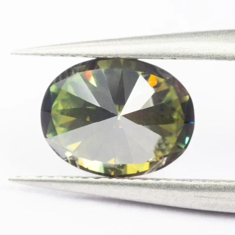 Moissanite Stone Natural Yellow Green Color Oval Cut VVS1 with GRA Certificate for Gemstone Charms Beads Jewelry Making Material