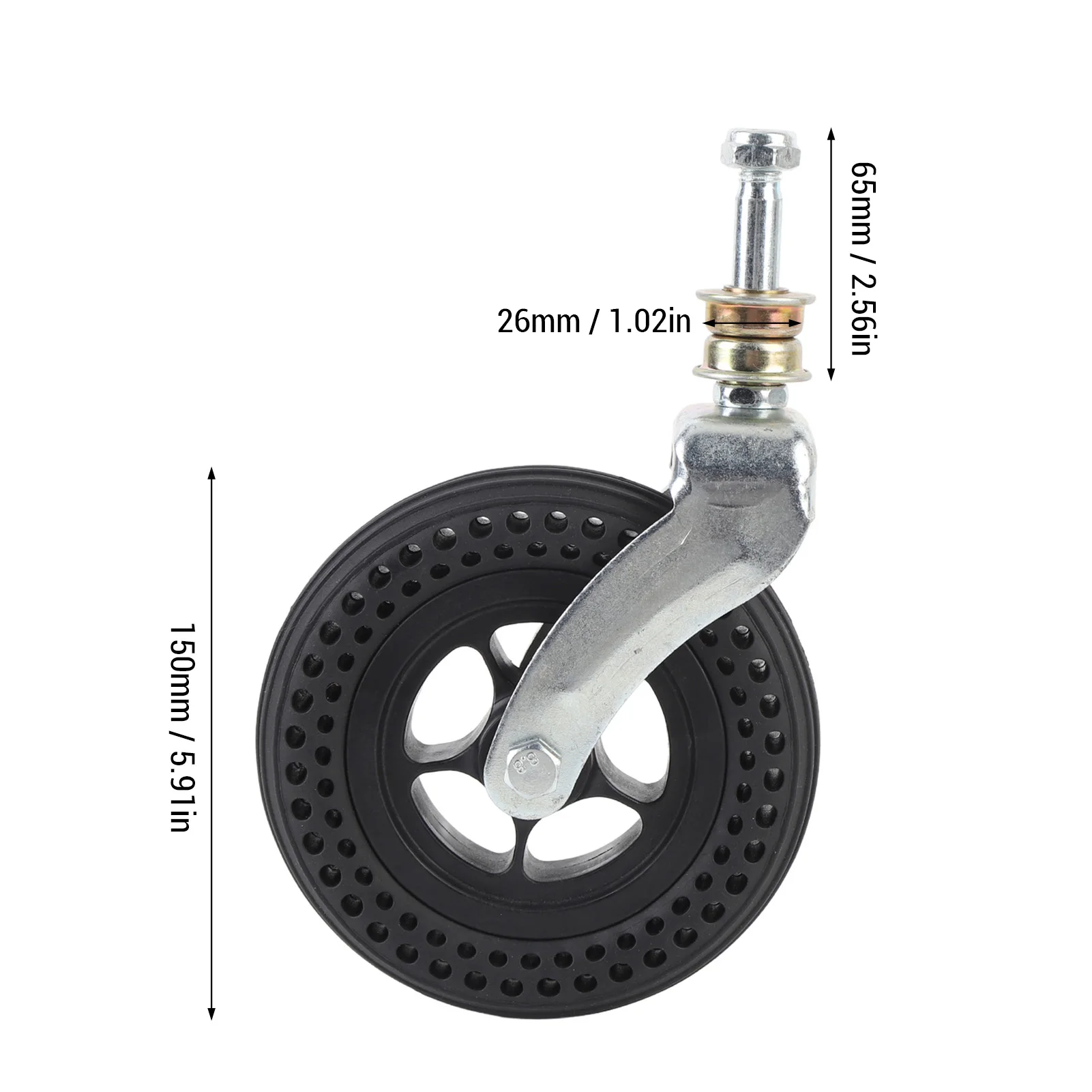 6 Inch Caster Wheel 75KG Load Bearing TPE Rubber Swivel Caster Wheel Replacement for Hand Cart Trolley