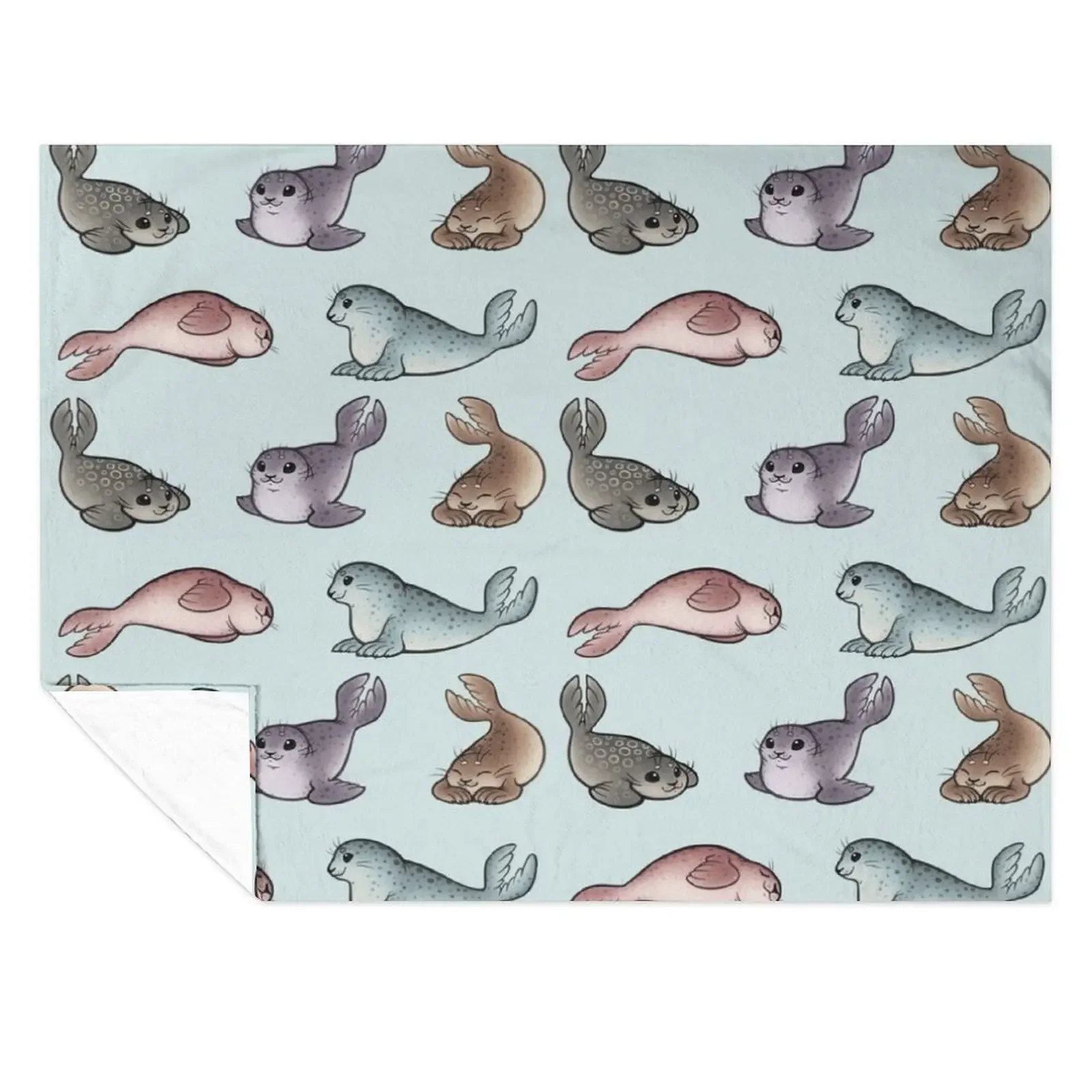 

Little Seals Throw Blanket Soft Beds Loose Decoratives Soft Plush Plaid Blankets