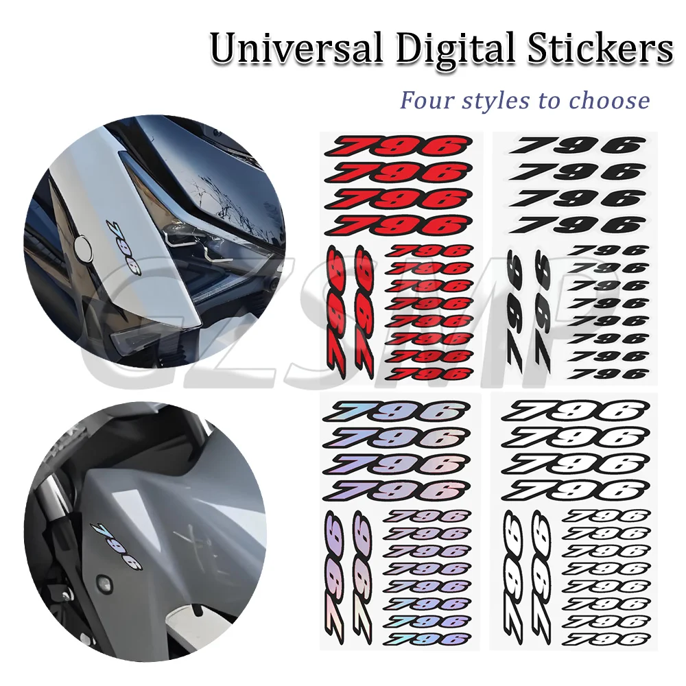 Universal Digit Number 796 Moto Body Fender Universal Stickers Decals Fit for Ducati Monstar 796 MotoGP Replica HyperMotard 796