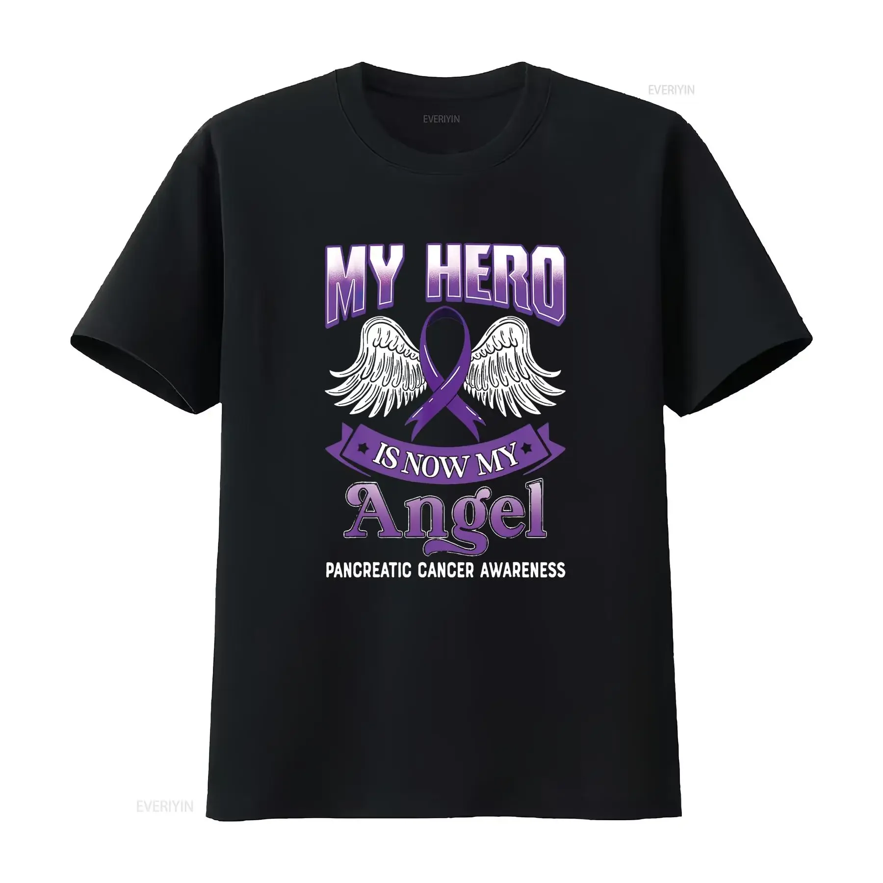 

Женская футболка с лентой My Hero Is Now Angel Pancreatic Cancer Awareness, черная, 2 шт., большая, винтажная, модная, растянутая