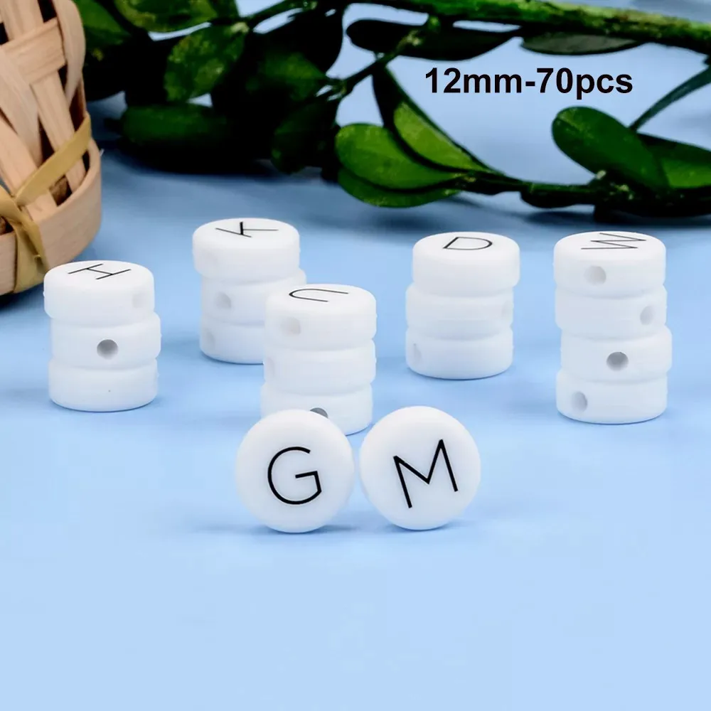 70pcs Flat Silicone Alphabet Beads Silicone Letter beads BPA free For Teether Necklace Making DIY Baby Teether Food Grade