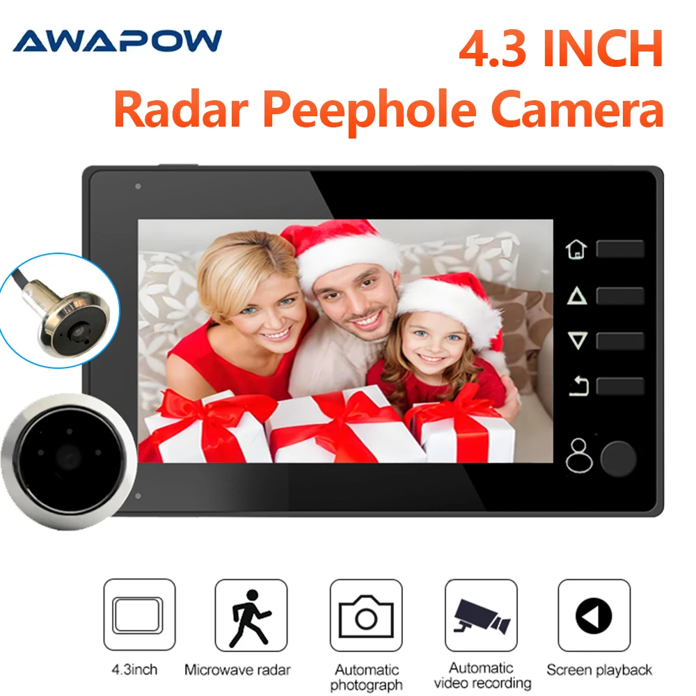 awapow-raddar-peephole-camera-wireless-doorbell-43-inch-smart-door-camera-pir-motion-detection-door-eye-viewer-safety-protect
