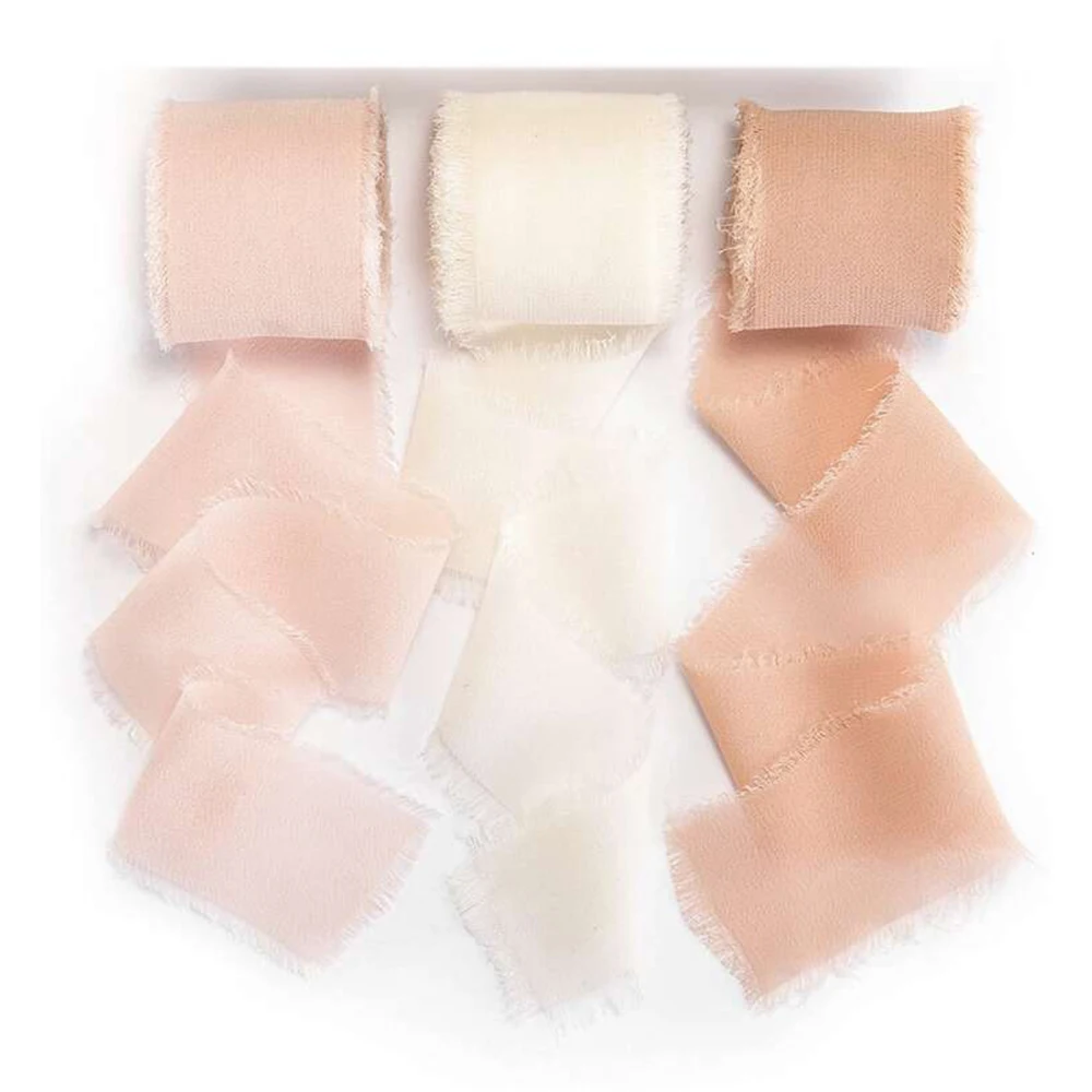 1 Rolle 4 cm x 500 cm handgefertigtes Stoffband-Set für DIY-Geschenkbox-Verpackung, Hochzeitsstrauß, Taschendekoration, Chiffonband