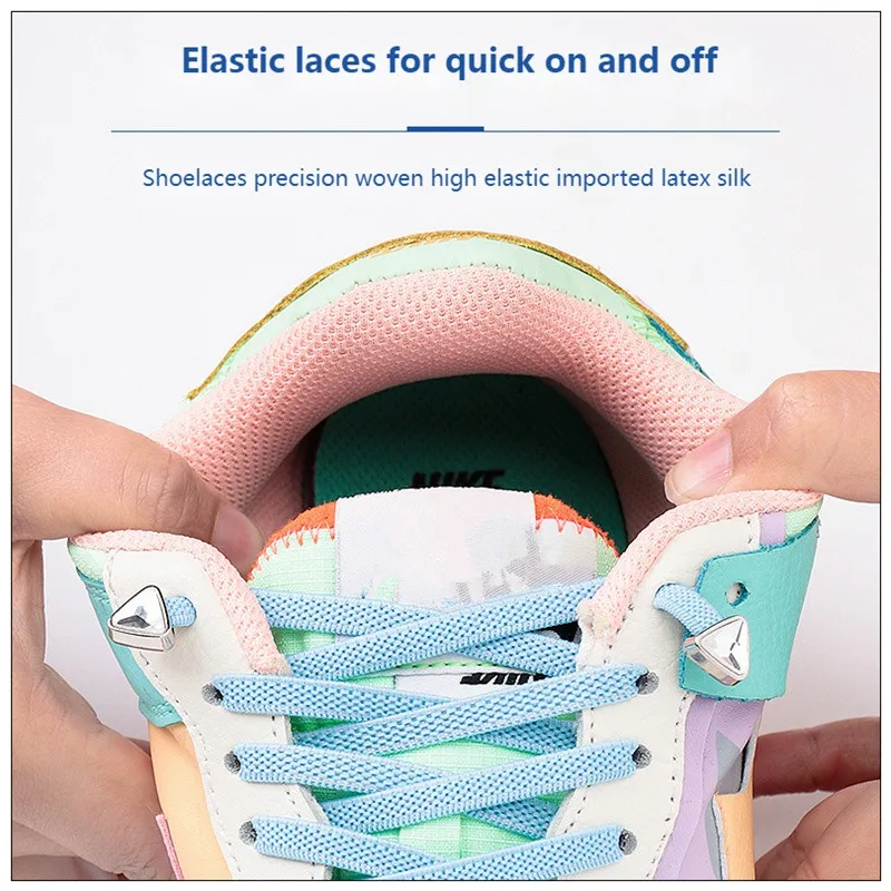 1 Pair No Tie Shoelaces Elastic Lazy Shoe Laces Children Adult For Sneakers Flat Shoes Lace Diamond Metal Lock Rubber band