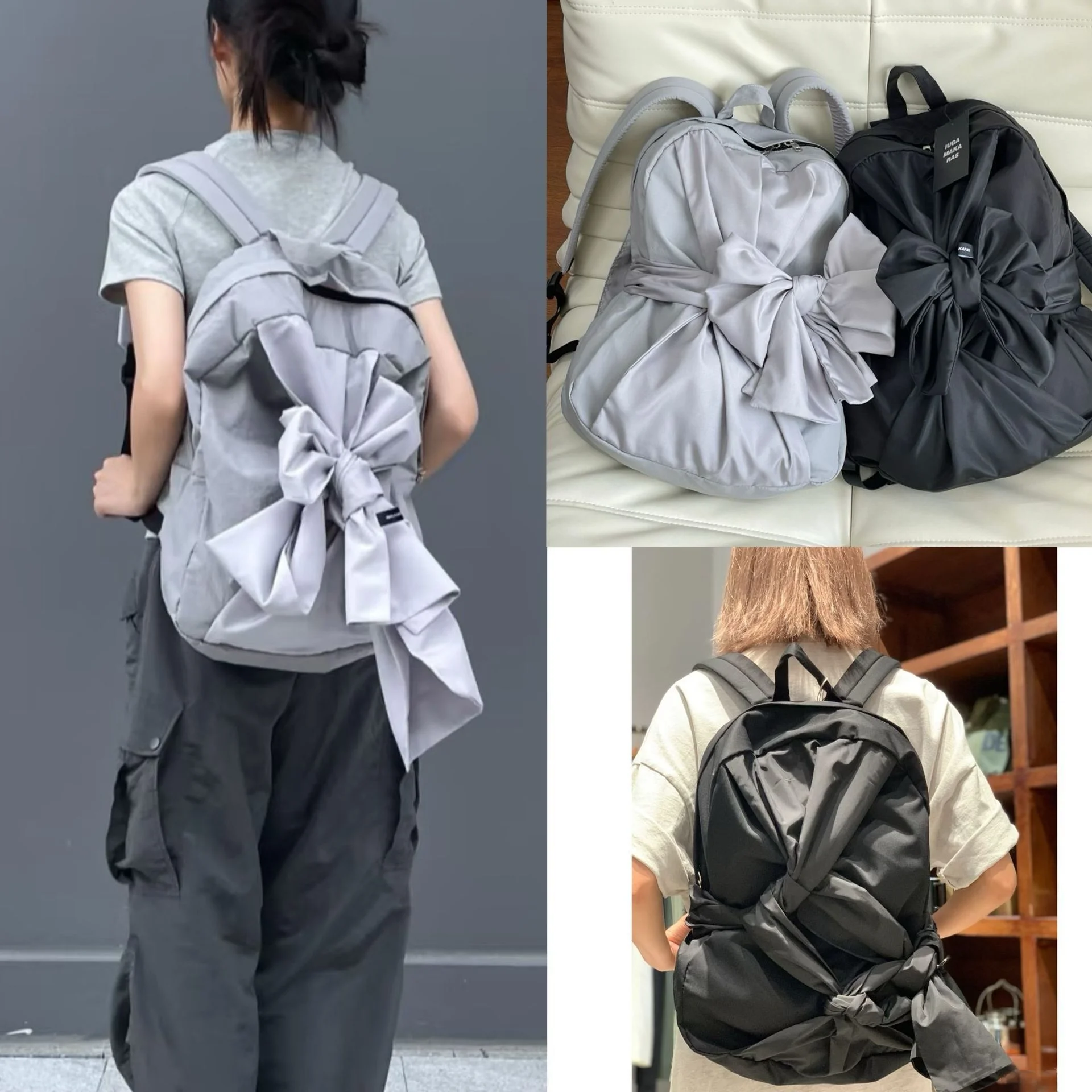The Bow Backpack High-quality Nylon Waterproof Material Lightweight Large-capacity Fashionable Backpack