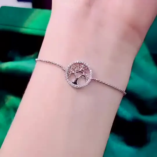 New S925 Sterling Silver Bracelet Tree of Life Fortune Tree ins wind simple and fresh necklace silver jewelry wholesale