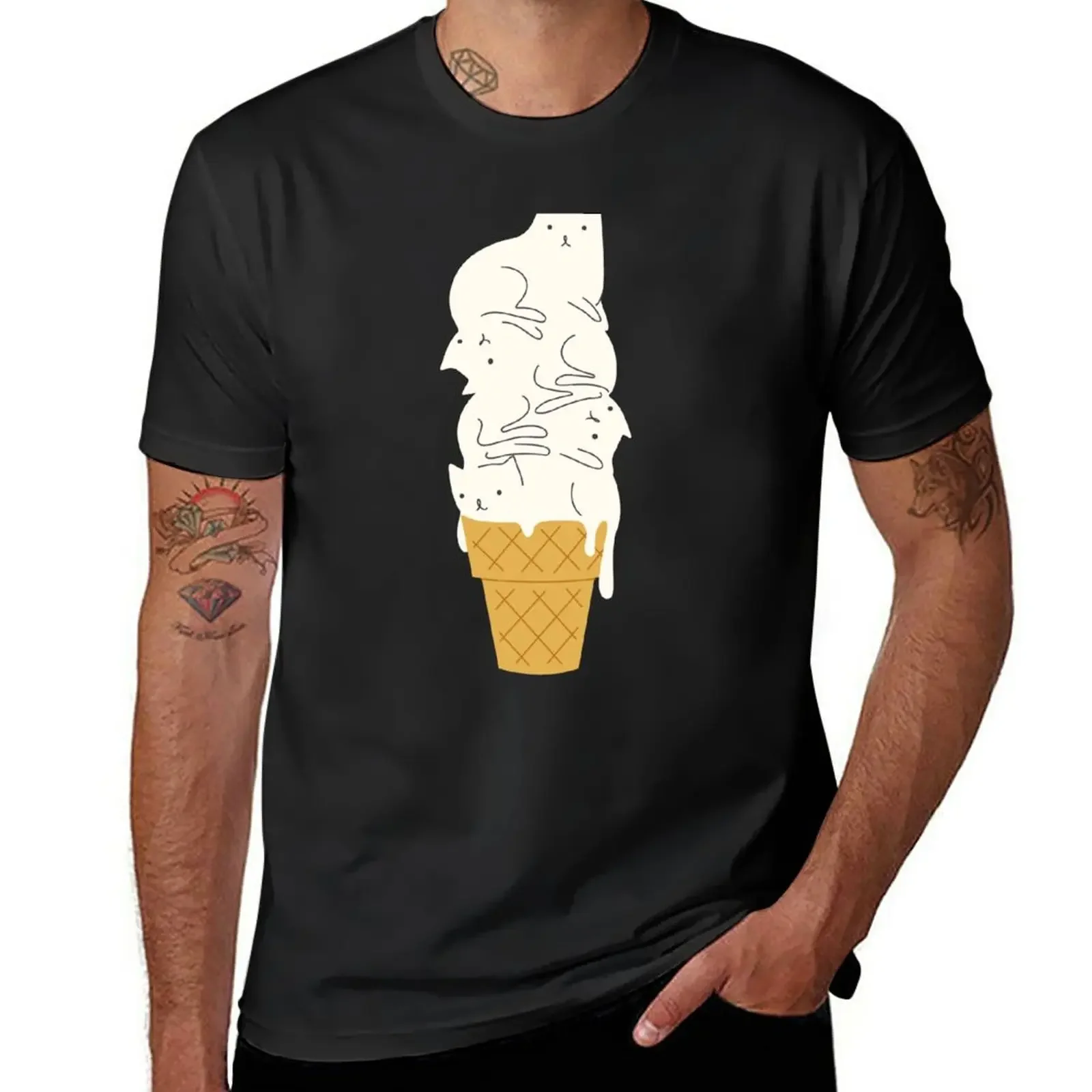 New Cat Ice Cream T-Shirt quick drying shirt black t shirts tees boys white t shirts T-shirt men