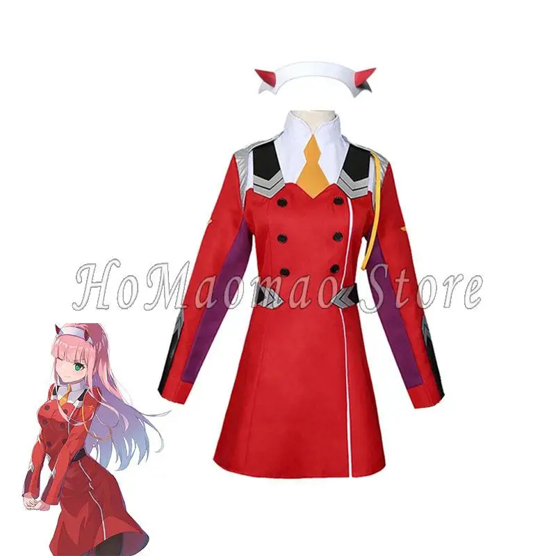 DARLING In The FRANXX Zero Two 02 Role playing Dress Wig Jumpsuit Sexy Women Headband Christmas Carnival Party Masquerade Ball
