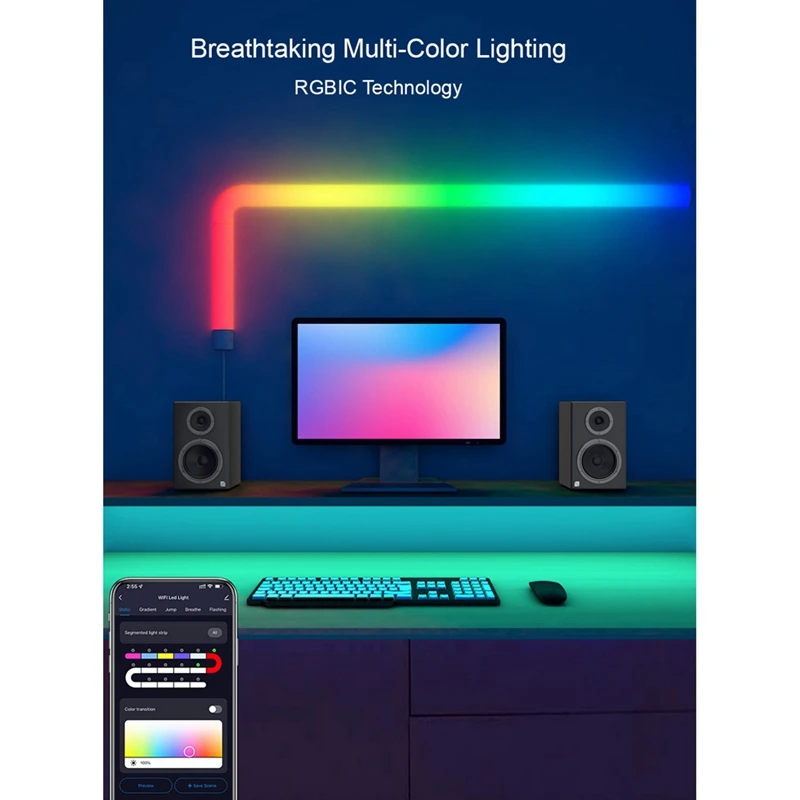 Tuya WIFI RGB IC Glide Wall Lights Splicing LED Strip Light Music Sync Support App Control Voice Control