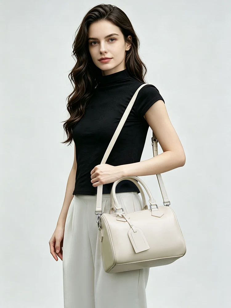 Zency Genuine Leather Top-handle Bag For Women Casual Boston Bag Shoulder Luxury Brand Handbag Bolsa Crossbody Large Capacity