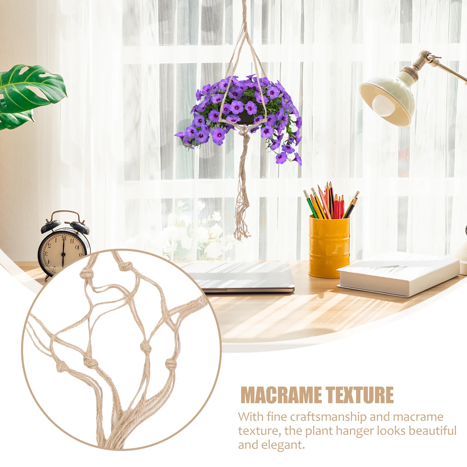 

3 Pcs Flower Cotton Plant Hanger Pot Net Woven Cotton Rope Plant Hanger Iron Macrame Basket Balcony Garden Planter Holder