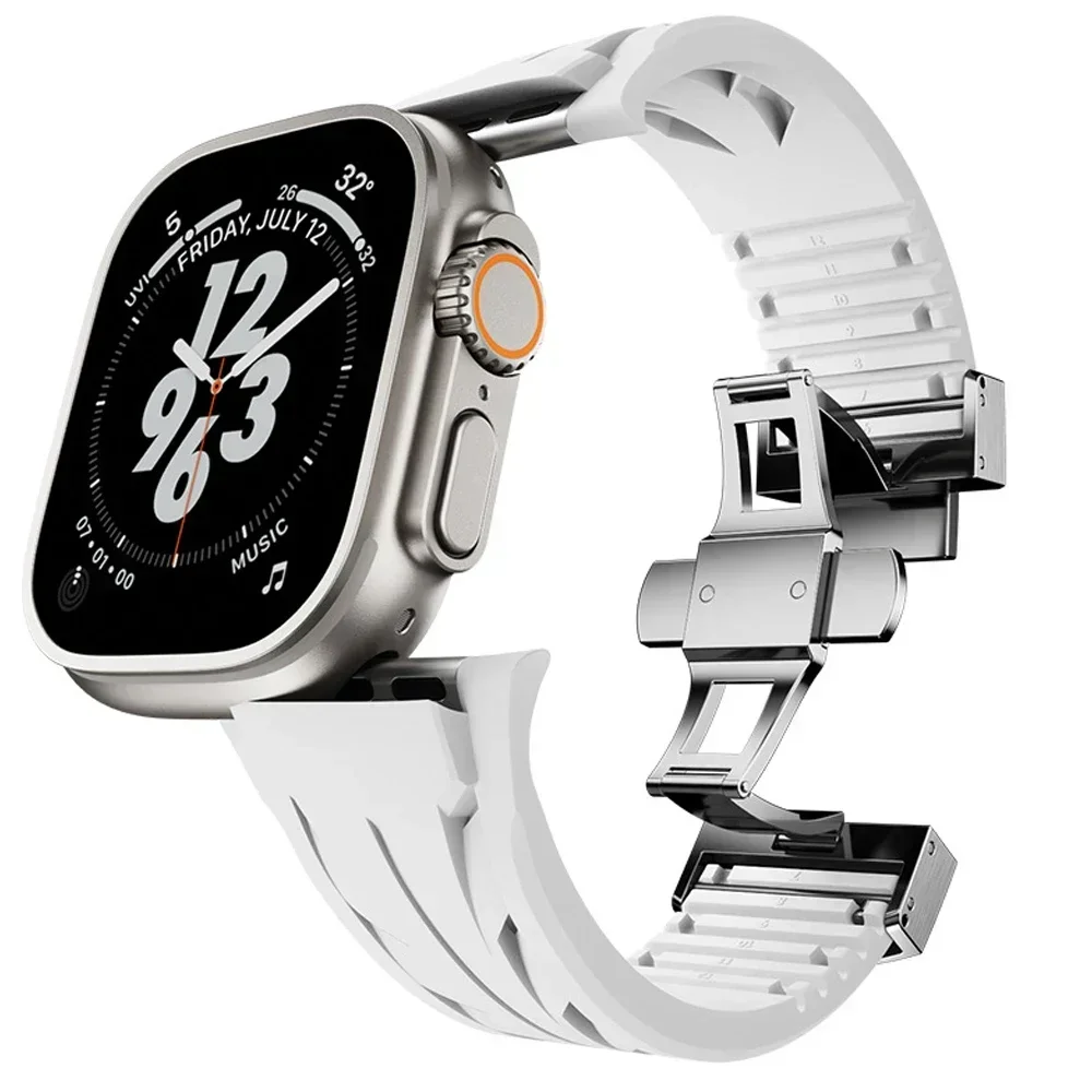 Cut To Size Band for Apple Watch Ultra 2 49mm 45mm 44mm 42mm Sports Rubber Strap for IWatch Series 9 8 7 6 5 Se Luxury Bracelet image 5