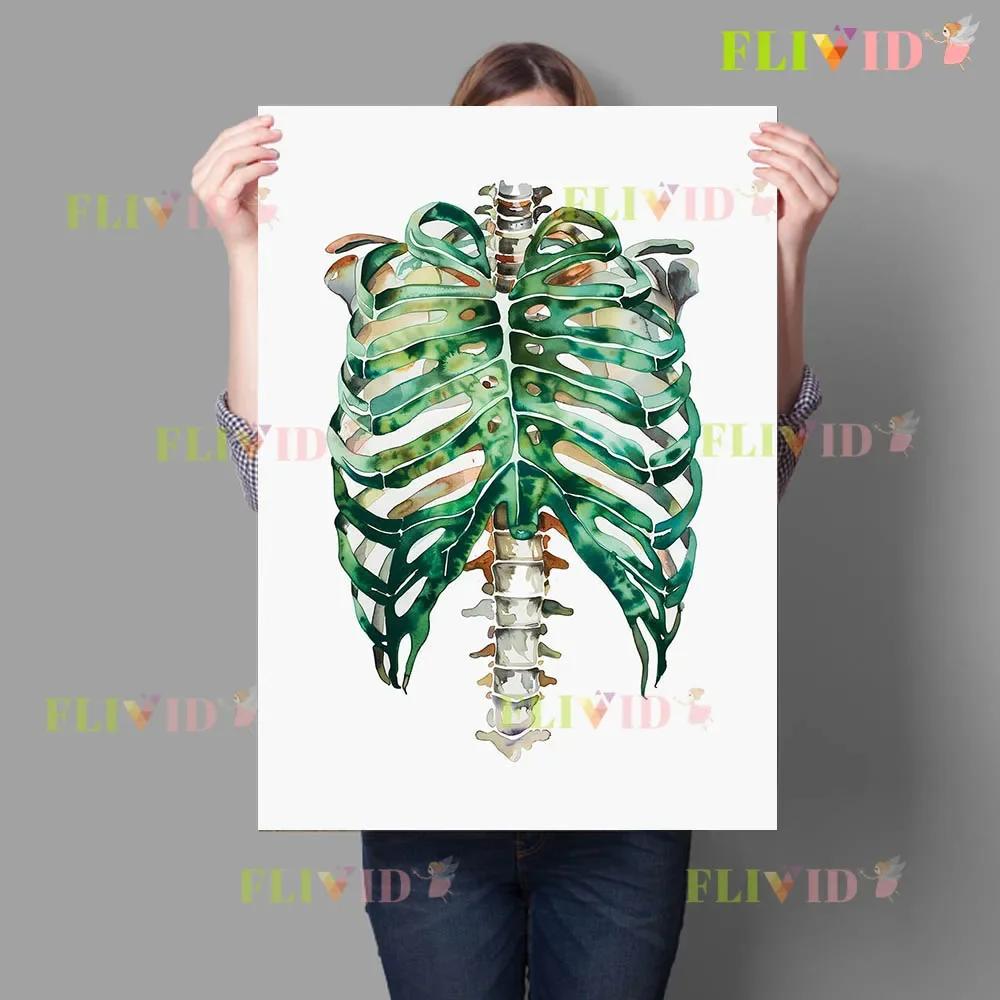 Watercolor Human Anatomy Canvas Painting,Creative Anatomy Art Prints,Colorful Lungs Spine Wall Art,Doctor Gift Poster Unframed