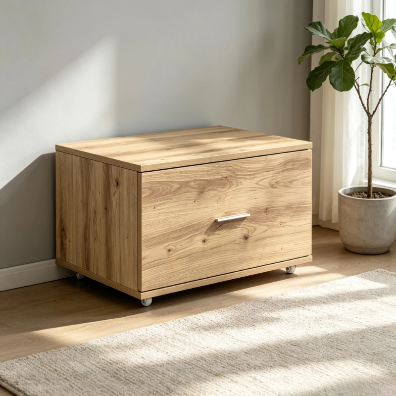 Kommode mit Schubladen und Rollen, braun, 55x45x33,5 cm, Holzplatte, für Schlafzimmer, Wohnzimmer, Büro, praktischer Stauraum, modernes Design