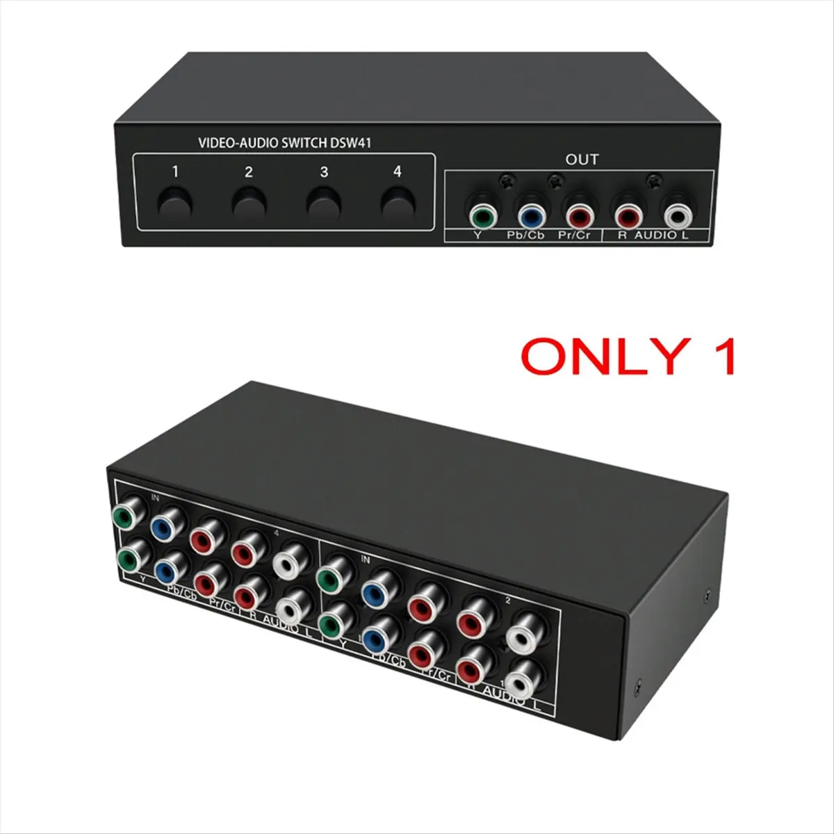 SCLS 4x1 Компонентный видеопереключатель YPbPr YCbCr с аудиовходом DSW41, панельный кнопочный переключатель CVBS 720P, металлический корпус
