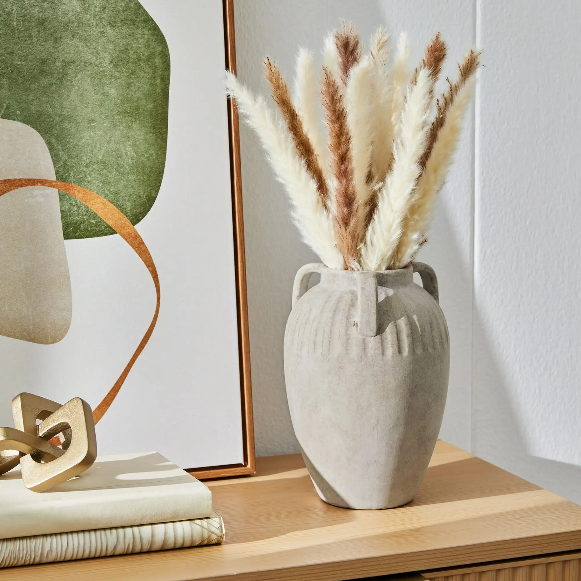 

Better Homes & Gardens Three Handled Ceramic Vase, 10", Ivory