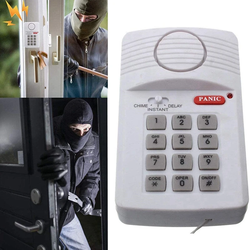 2X Loud Wireless Door Alarm Security Pin Panic Keypad For Home Office Garage Shed